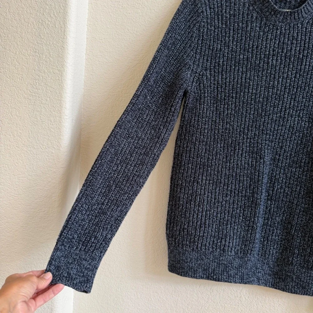 Banana Republic Mens Fisherman Ribbed Knit Sweater Marled‎ Blue Navy Crew Neck S